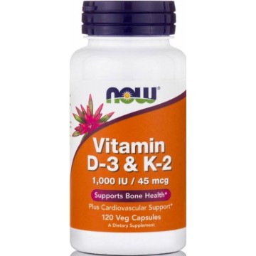 VITAMIN D-3 & K-2 (ΒΙΤΑΜΙΝΗ D-3 & ΒΙΤΑΜΙΝΗ Κ-2) NOW FOODS 120vcaps NOW FOODS